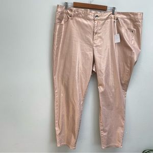 Lane Bryant mid rise skinny jeans metallic pink size 26 NEW